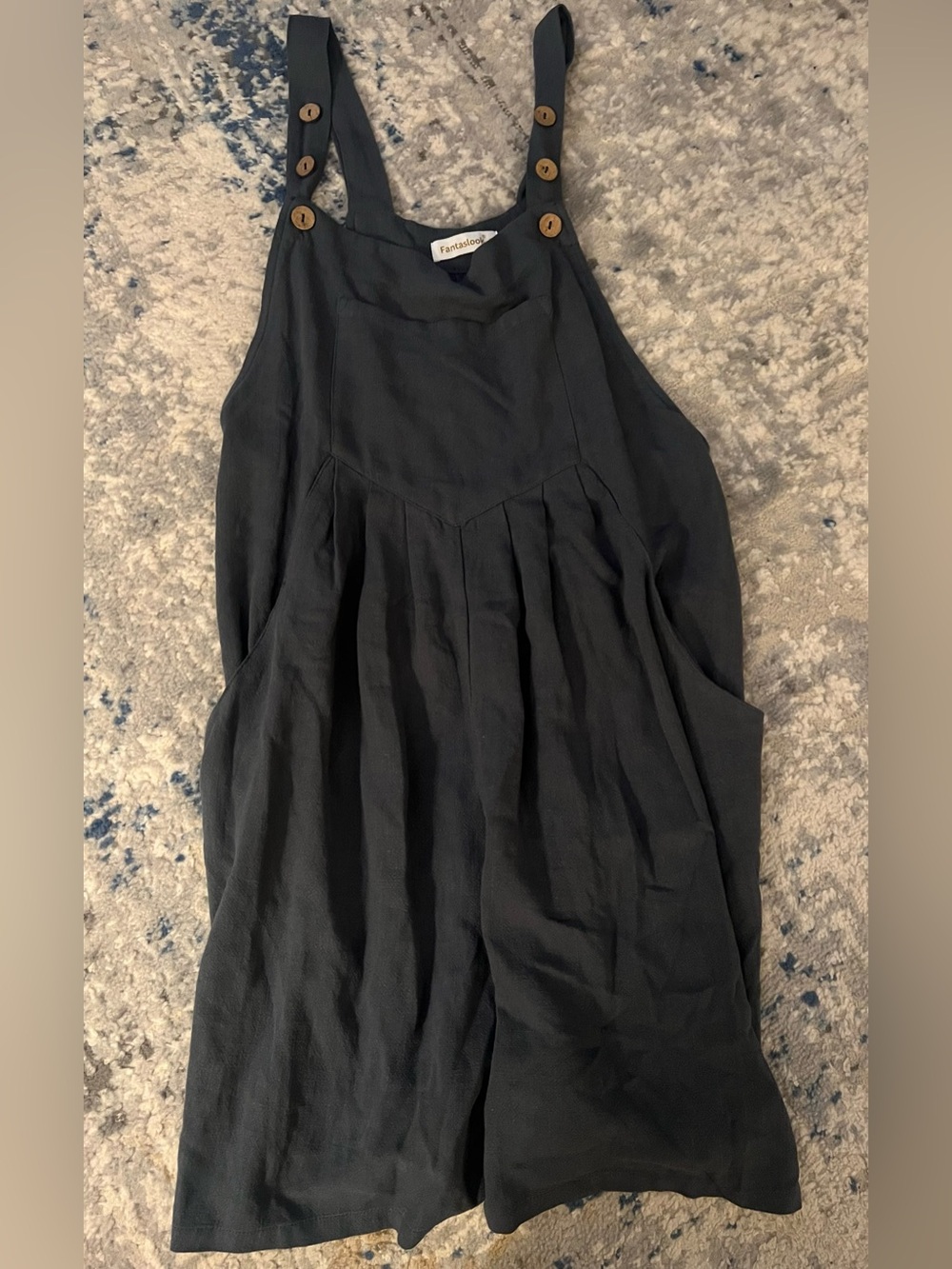 Fantaslook Gray Blue Pleated Overall Jumpsuit